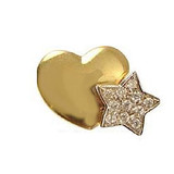 Small Size Heart and Star Slider Pendant CZ 11mm Yellow Gold 14k [P061-017]