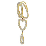 Fancy Dangling Heart Pear Pendant CZ 22mm Yellow Gold 14k [P061-021]