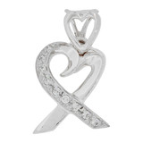 Small Size Open Heart Pendant CZ 11mm White Gold 14k [P061-058]