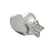 Small Size Heart Star Slider Pendant CZ 16mm White Gold 14k [P061-067]