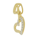 Small Size Double Heart Pendant CZ 11mm Yellow Gold 14k [P062-010]
