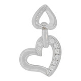 Small Size Double Heart Pendant CZ 11mm White Gold 14k [P062-060]