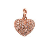 Classic Domed Heart Pendant CZ Rose Gold 14k [P062-063]