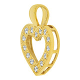 Small Open Heart Pendant CZ 18mm Yellow Gold 14k [P063-005]