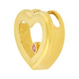 Small Slider Heart Pendant Pink CZ 15mm Yellow Gold 14k [P063-011]