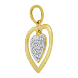 Mini Double Open Heart Pendant CZ 12.5mm Yellow Gold 14k [P063-023]