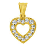 Small Open Heart Pendant CZ 12mm Yellow Gold 14k [P064-004]