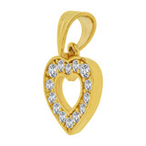 Small Open Heart Pendant CZ 12mm Yellow Gold 14k [P064-004]