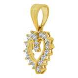 Small Open Heart Pendant CZ  Yellow Gold 14k [P064-005]