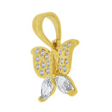 Small Butterfly Pendant CZ 15mm Yellow Gold 14k [P064-006]