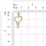 Small Open Heart Pendant CZ 12mm Yellow Gold 14k [P064-008]