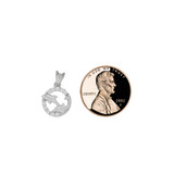 Small Two Dolphin Mini Pendant CZ 11mm White Gold 14k [P064-052]