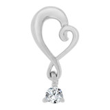 Small Open Heart Pendant CZ 9mm White Gold 14k [P064-057]