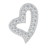 Small Open Heart Slider Pendant CZ 12mm White Gold 14k [P064-062]