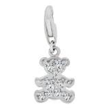 Small Teddy Bear Pendant CZ Lobster Clasp 8.5mm White Gold 14k [P064-073]