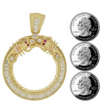 Scorpion Coin Bezel Frame Pendant for 50 Pesos Centenario CZ Tricolor Gold 14k [P065-008]