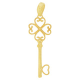 Small Heart Key Love Pendant 10mm Yellow Gold 14k [P065-021]