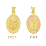 Two Sided Religious Pendant Guadalupe Baptism 18mm Yellow Gold 14k [P066-003]