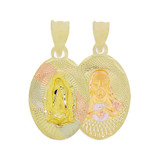 Two Sided Religious Pendant Guadalupe Jesus Christ 13mm Tricolor Gold 14k [P066-014]