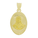 Small Two Sided Religious Pendant Guadalupe Jesus Christ 17mm Tricolor Gold 14k [P066-015]