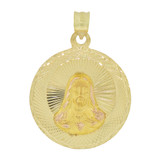 Guadalupe Religious Pendant Round Diacut 26mm Tricolor Gold 14k [P066-023]