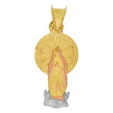 Guadalupe Religious Pendant Figure Diacut 10mm Tricolor Gold 14k [P066-026]