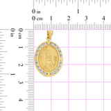 Communion Confirmation Pendant CZ 17mm Yellow Gold 14k [P067-013]