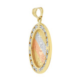 Communion Confirmation Pendant CZ 17mm Tricolor Gold 14k [P067-014]