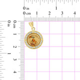 Mini Colorful Baptism Pendant CZ 15mm Yellow Gold 14k [P067-019]