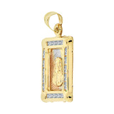 Diacut Christ Jesus Pendant CZ 15mm Tricolor Gold 14k [P067-024]