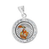 Mini Colorful Baptism Pendant CZ 15mm White Gold 14k [P067-069]