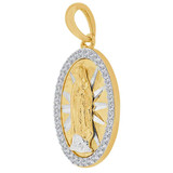 Virgin Guadalupe Medal Pendant CZ Oval 13mm Yellow and White Gold 14k [P068-005]