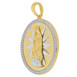 Virgin Guadalupe Medal Pendant CZ Round 25mm Yellow and White Gold 14k [P068-014]