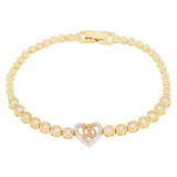 15 Anos Quinceanera Heart Lady Bracelet CZ Tricolor Gold 14k [B001-012]