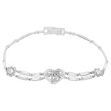 15 Anos Quinceanera Heart Lady Bracelet CZ White Gold 14k [B001-057]