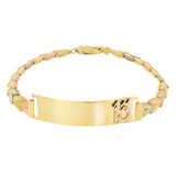 Chevron Links 15 Anos Quinceanera ID Lady Bracelet Tricolor Gold 14k [B003-015]