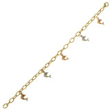 Hollow Puffed Dolphins Charm Lady Bracelet Tricolor Gold 14k [B007-031]