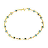 Good Luck Evil Eye Lady Bracelet Blue Enamel Yellow Gold 14k [B008-023]