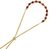 Red CZ Beads Evil Eye Laureate Adjustable Lady Bracelet Yellow Gold 14k [B008-044]