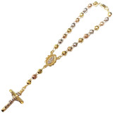 Rosary Prayer Lady Bracelet Crucifix Virgin Mary Medal Tricolor Gold 14k [B009-041]