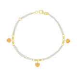 Hearts Charm Lady Bracelet Rolo Link Tricolor Gold 14k [B010-017]