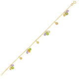 Colorful Topaz Cluster Dangling Charm Lady Bracelet Yellow Gold 14k [B011-020]