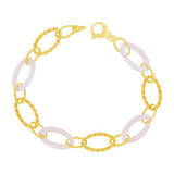 Fancy Oval Links Lady Bracelet Yellow and White Gold 14k [B012-002]