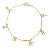 Lucky Symbols Lady Bracelet CZ Tricolor Gold 14k [B012-009]