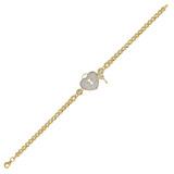 Heart Lock Key Lady Bracelet CZ Tricolor Gold 14k [B012-040]