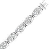 Fancy Abstract Hearts Lady Bracelet CZ White Gold 14k [B013-004]