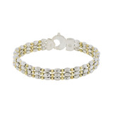 Diacut Round Oval Bead 3 Row Lady Bracelet Yellow and White Gold 14k [B013-018]