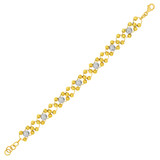 Woven Diacut Beads Lady Bracelet Yellow and White Gold 14k [B013-023]