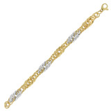 Hollow Woven Links Lady Bracelet Yellow and White Gold 14k [B013-025]