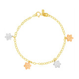 Flower Charm Lady Bracelet CZ Tricolor Gold 14k [B014-017]